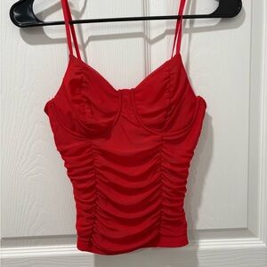 Chic Red Ruched Camisole